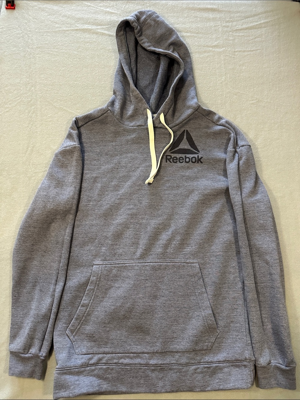 Reebok Gray Hooded Pullover Sweatshirt with Logo
